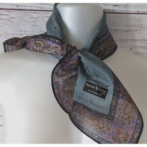 New Rudolph Valentino 1921 Scarf Small Neckerchief Square Green Paisley 19*19"
